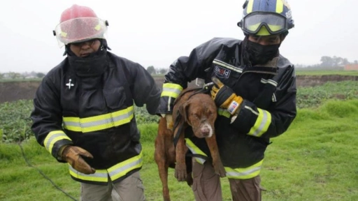 Rescatan a los dos perros que habían caído a un socavón